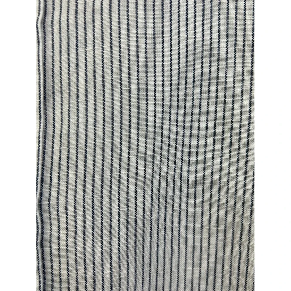 Banana Republic Shirt Mens XL White Navy Striped Slim Linen Blend Long Sleeve